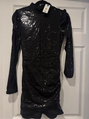 Dynamite Black Long Sleeve Sequin Mini Dress